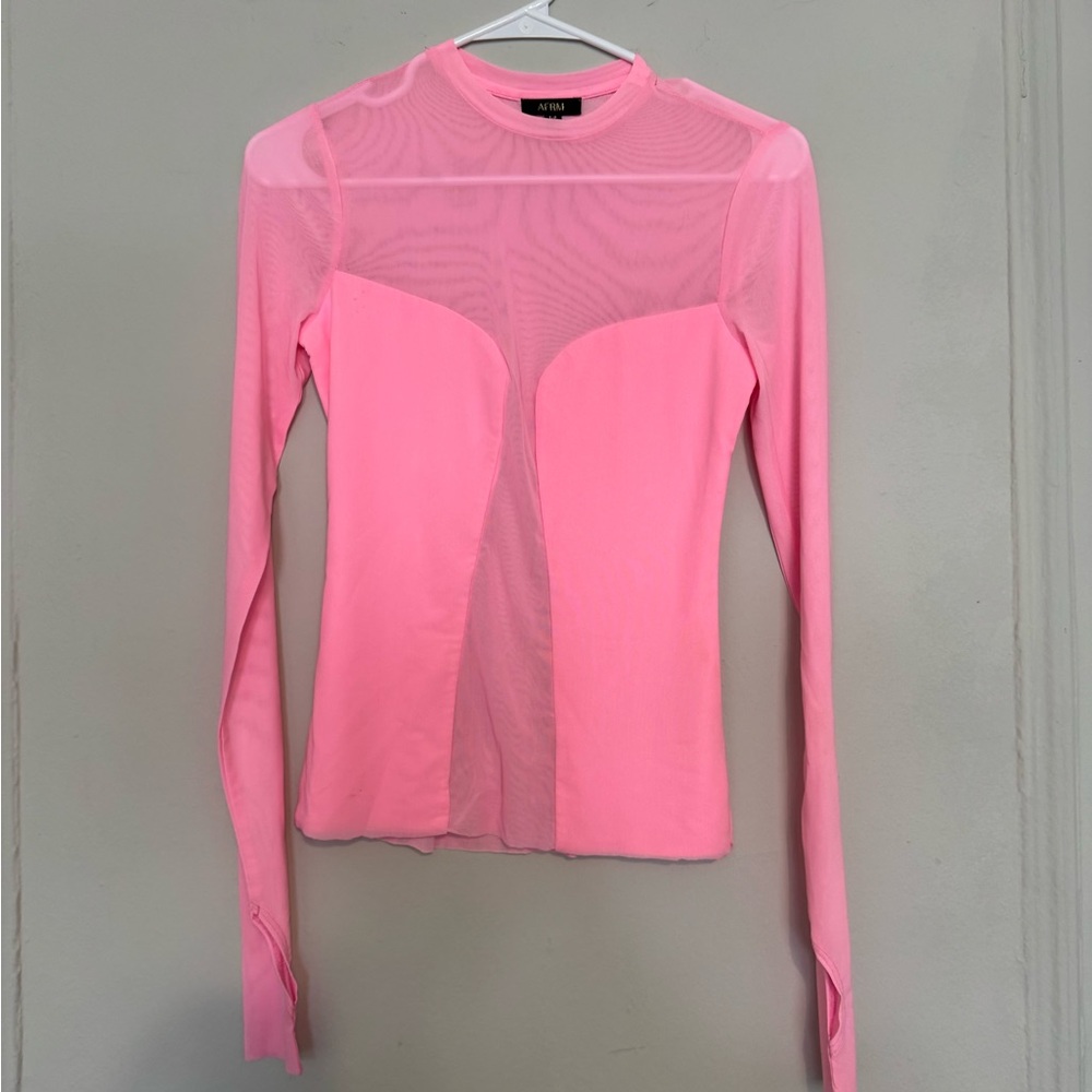 AFRM Vibrant Pink Sheer Blouse